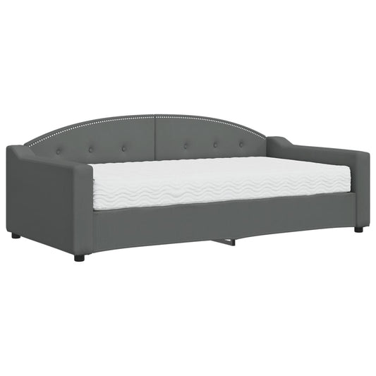 vidaXL Καναπές Κρεβάτι με Στρώμα Σκούρο Γκρι 90 x 190 εκ. Υφασμάτινο