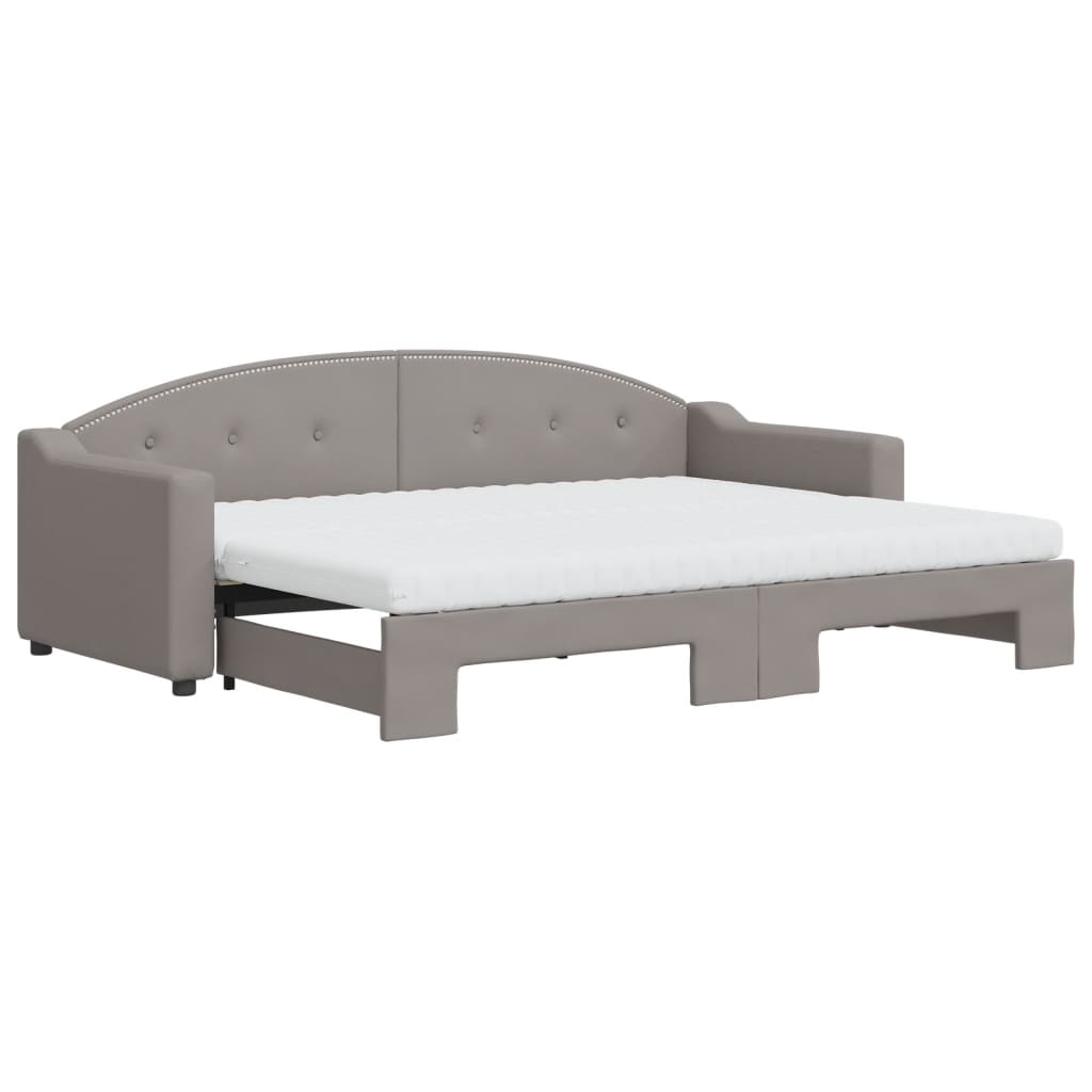 vidaXL Καναπές Κρεβάτι Συρόμενος Taupe 80x200 εκ. Υφασμάτινος Στρώματα