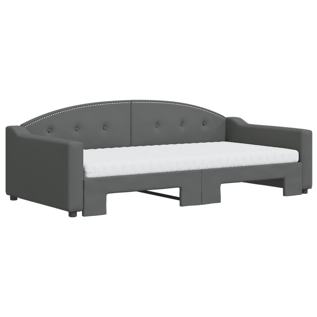 vidaXL Καναπές Κρεβάτι Συρόμενος Σκ. γκρι 100x200εκ. Ύφασμα Στρώματα