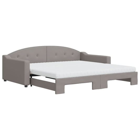 vidaXL Καναπές Κρεβάτι Συρόμενος Taupe 100x200εκ. Υφασμάτινος Στρώματα