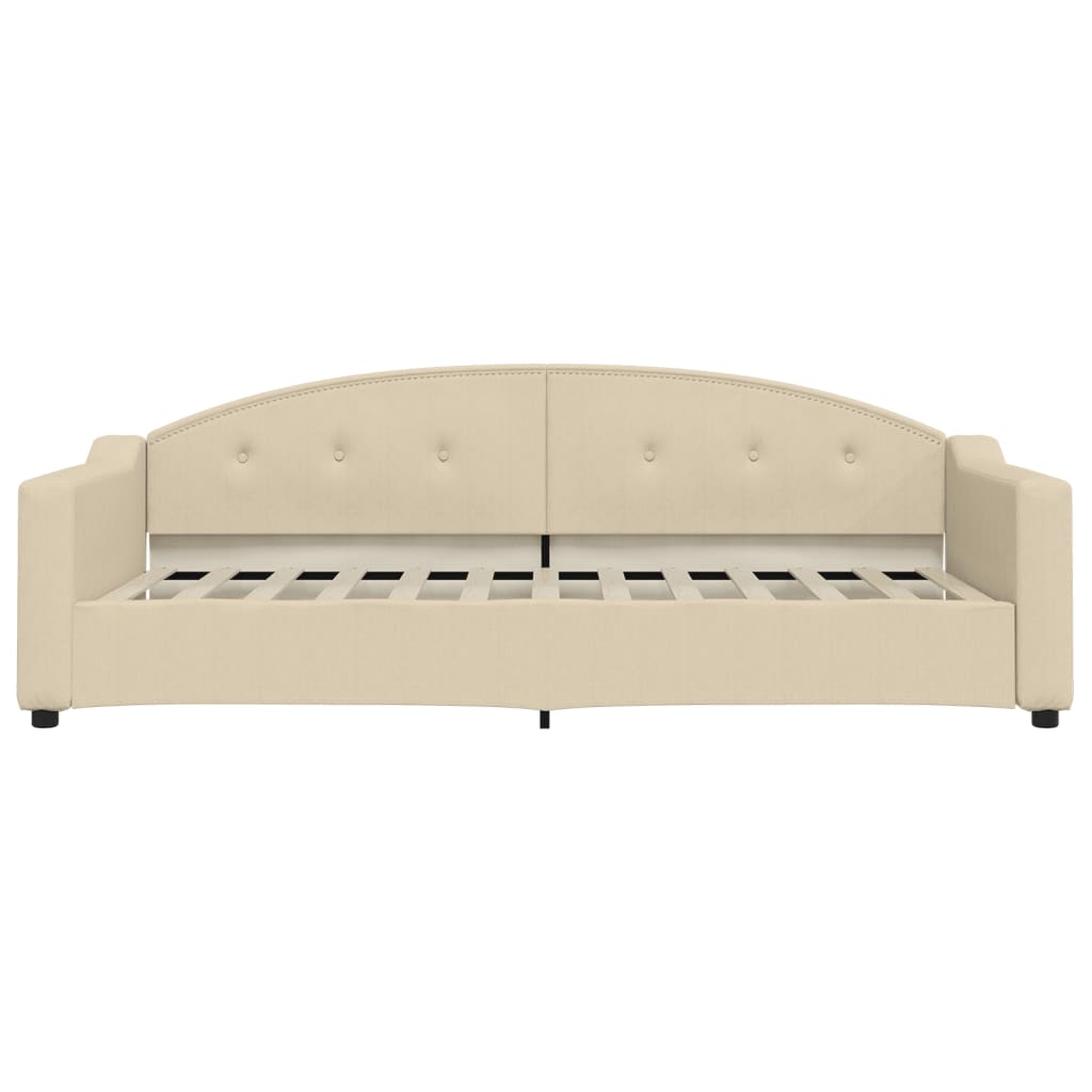 vidaXL Καναπές Κρεβάτι Συρόμενος Κρεμ 90x200 εκ. Ύφασμα & Συρτάρια