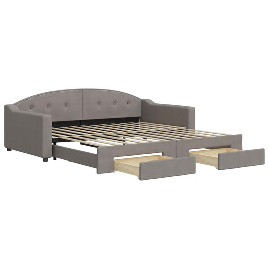 vidaXL Καναπές Κρεβάτι Συρόμενος Taupe 100x200εκ. Υφασμάτινος Συρτάρια