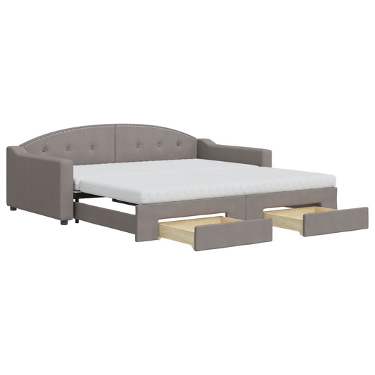 vidaXL Καναπές Κρεβάτι Συρόμενος Taupe 100x200εκ. Υφασμάτινος Συρτάρια