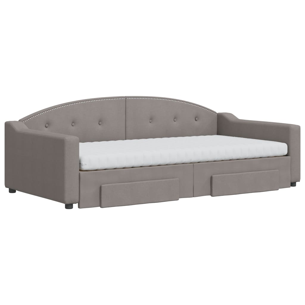 vidaXL Καναπές Κρεβάτι Συρόμενος Taupe 100x200εκ. Υφασμάτινος Συρτάρια