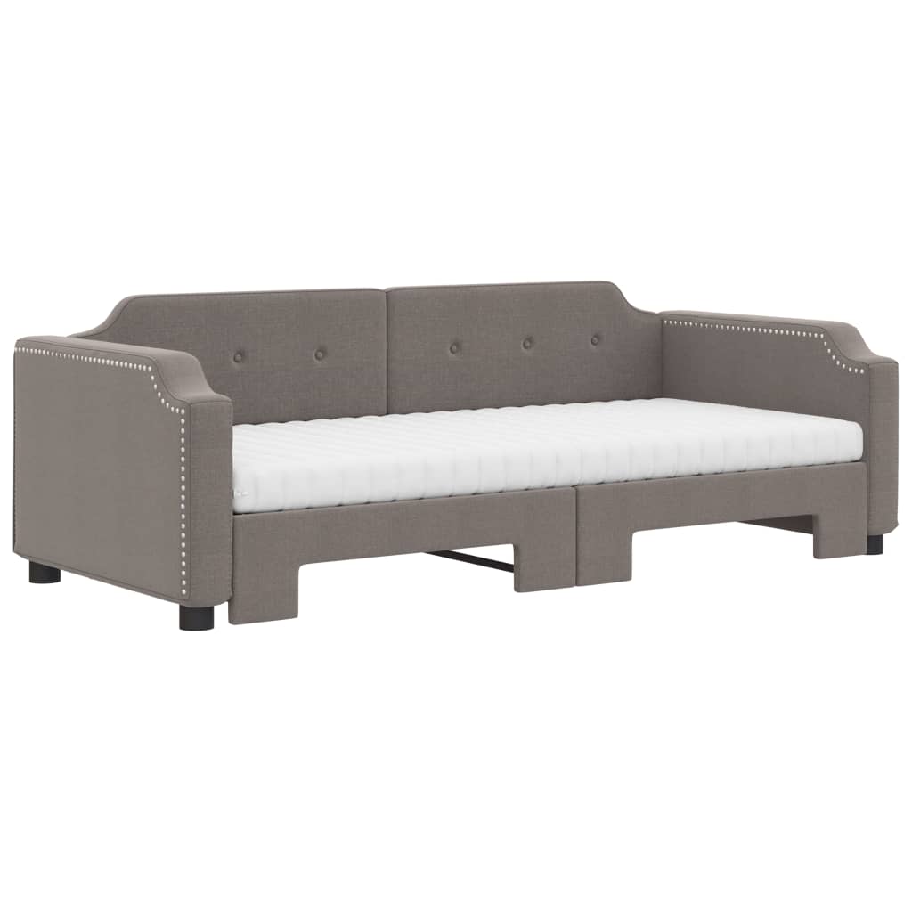 vidaXL Καναπές Κρεβάτι Συρόμενος Taupe 80x200 εκ. Υφασμάτινος Στρώματα