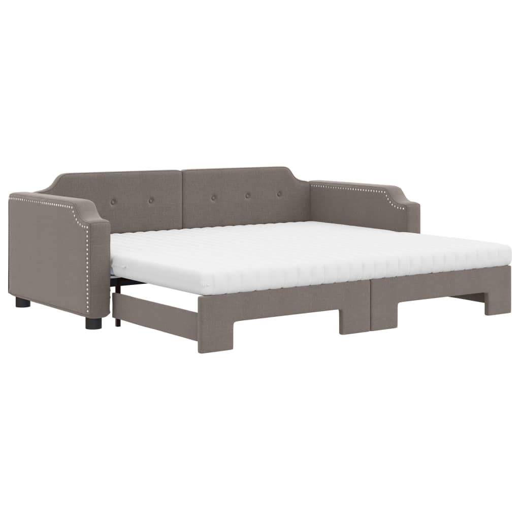 vidaXL Καναπές Κρεβάτι Συρόμενος Taupe 90x200 εκ. Ύφασμα Στρώματα