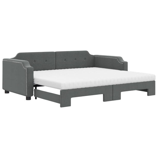 vidaXL Καναπές Κρεβάτι Συρόμενος Σκ. γκρι 100x200εκ. Ύφασμα Στρώματα