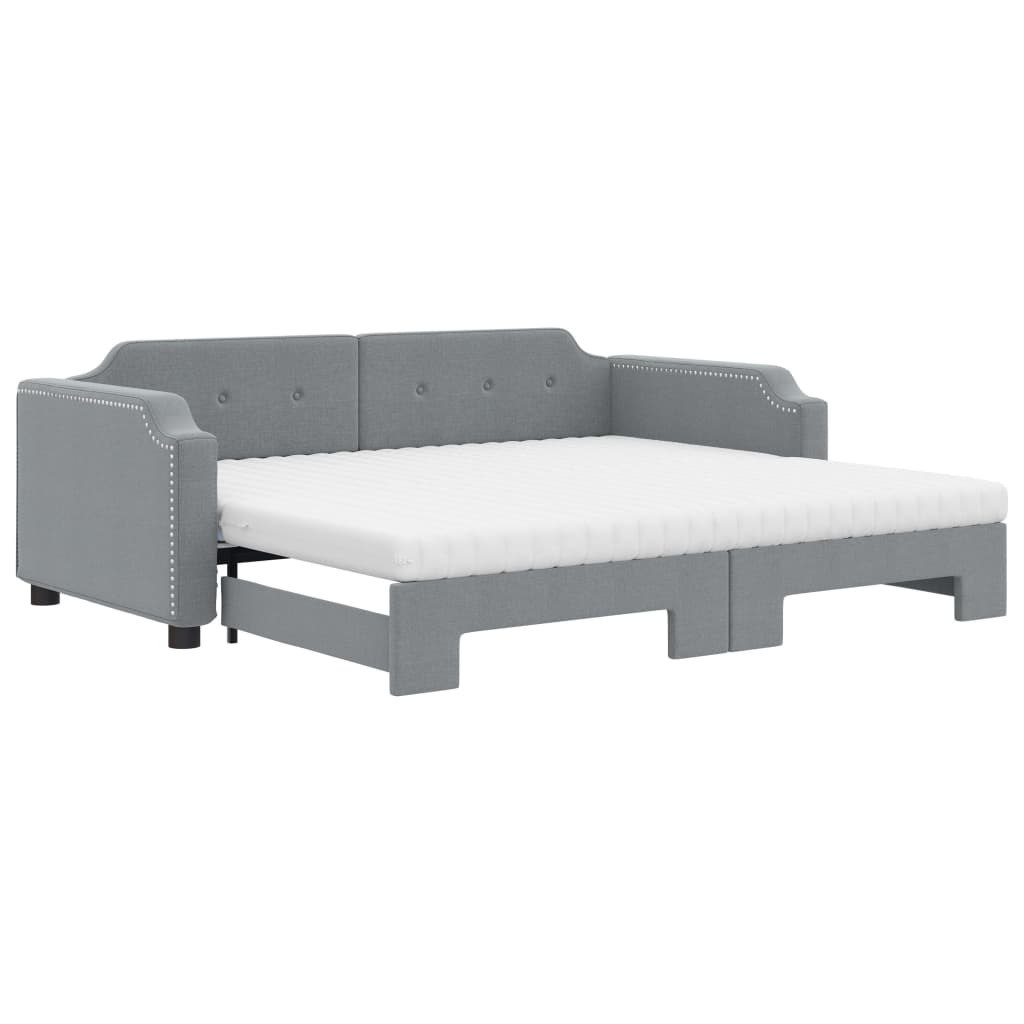 vidaXL Καναπές Κρεβάτι Συρόμενος Αν. Γκρι 90x190 εκ.Ύφασμα Στρώματα