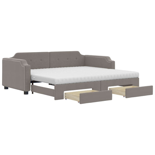 vidaXL Καναπές Κρεβάτι Συρόμενος Taupe 80x200 εκ. Υφασμάτινος Συρτάρια