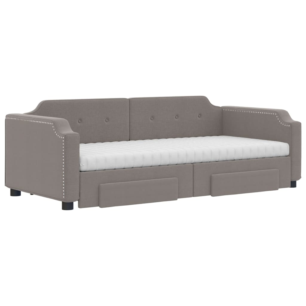 vidaXL Καναπές Κρεβάτι Συρόμενος Taupe 100x200εκ. Υφασμάτινος Συρτάρια