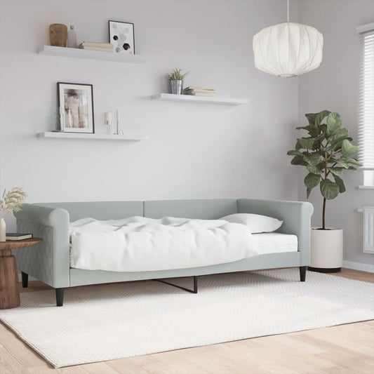 vidaXL Καναπές Κρεβάτι με Στρώμα Ανοιχτό Γκρι 90 x 200 εκ. Βελούδινος