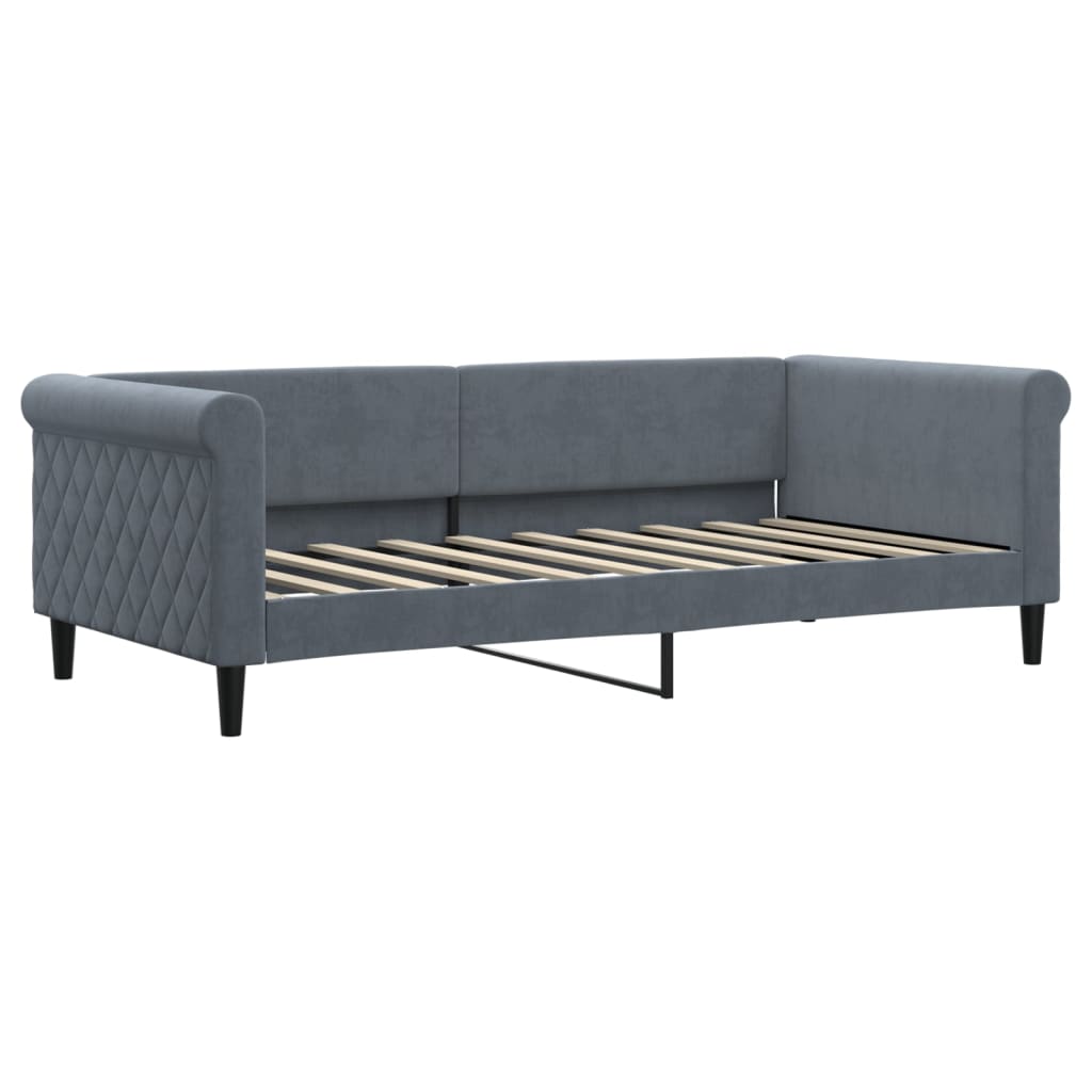 vidaXL Κρεβάτι ημέρας με στρώμα σκούρο γκρι 90x190 cm Βελούδο