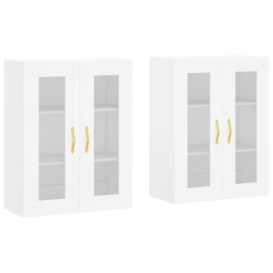 vidaXL Ντουλάπια Επιτοίχια 2 τεμ. Λευκά από Επεξεργασμένο Ξύλο