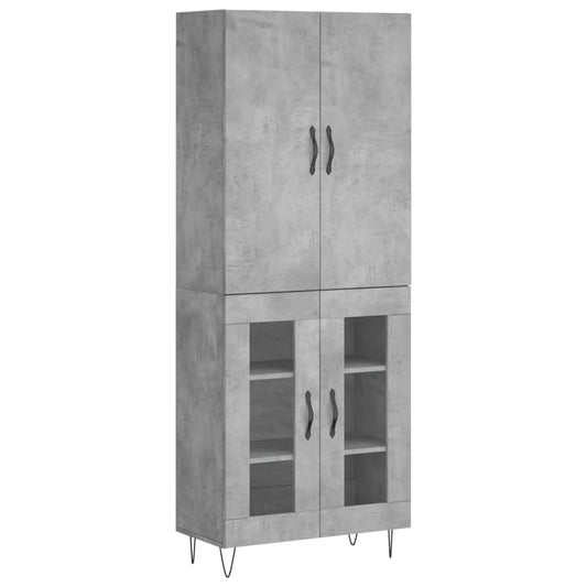 vidaXL Ντουλάπι Γκρι Σκυροδέματος 69,5x34x180 εκ. Επεξεργασμένο Ξύλο