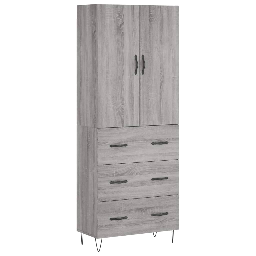 vidaXL Ντουλάπι Γκρι Sonoma 69,5 x 34 x 180 εκ. Επεξεργασμένο Ξύλο