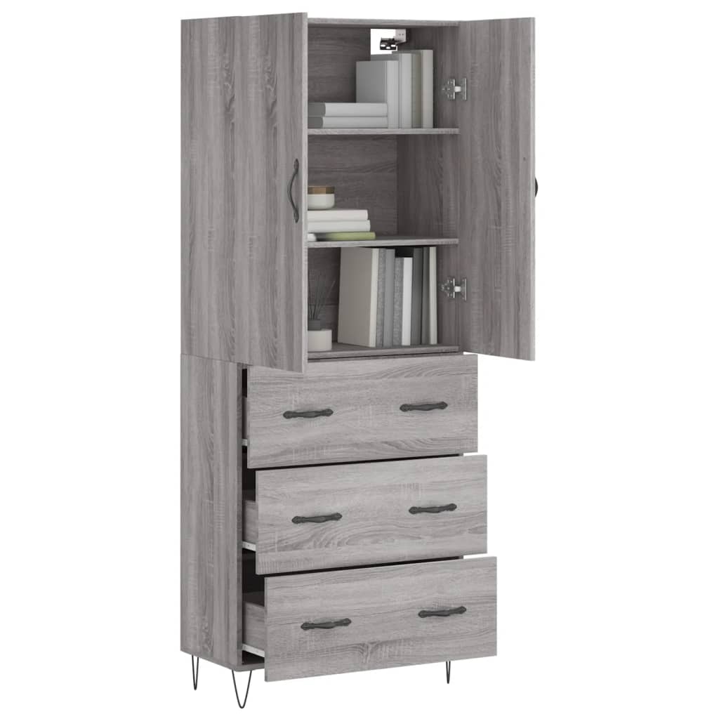 vidaXL Ντουλάπι Γκρι Sonoma 69,5 x 34 x 180 εκ. Επεξεργασμένο Ξύλο