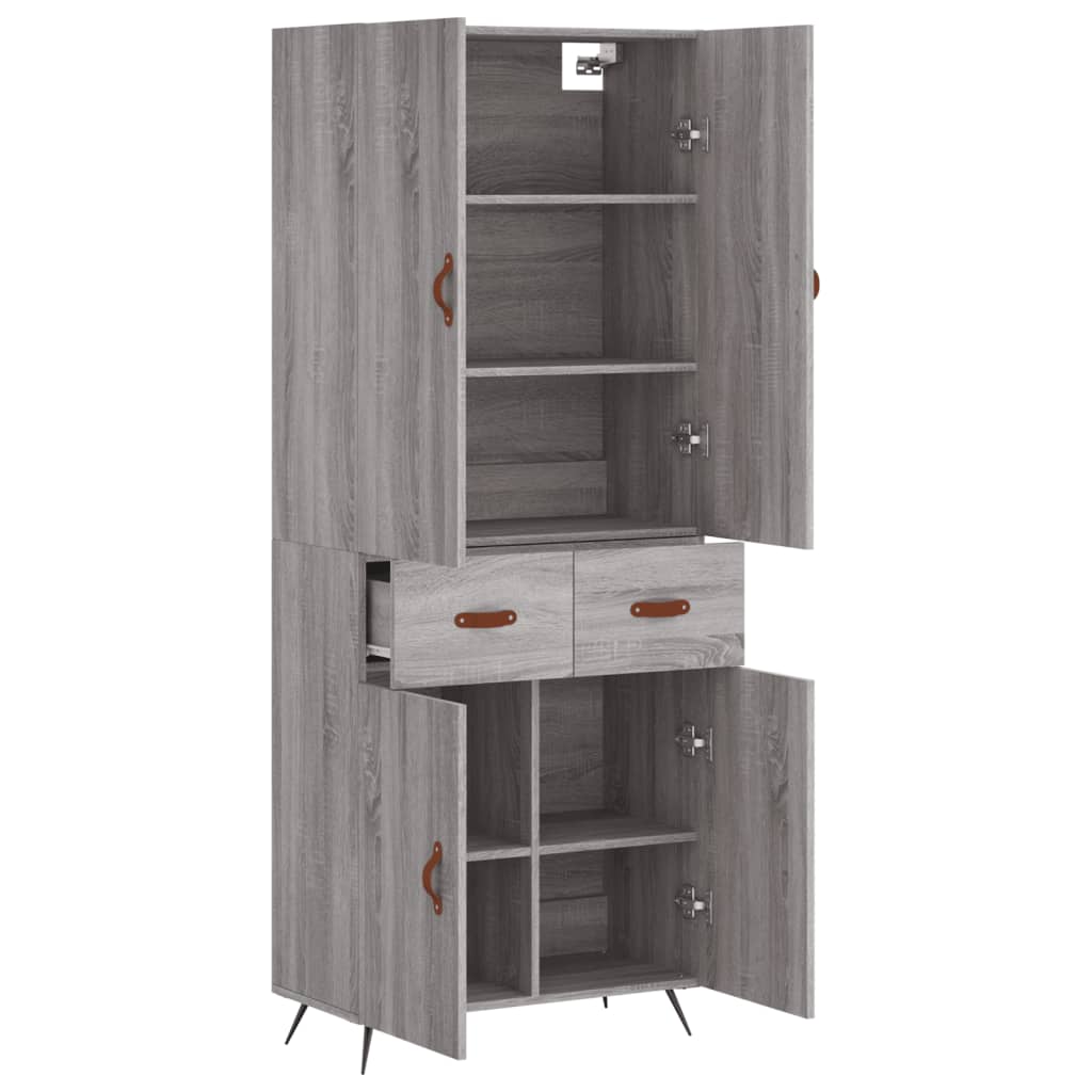 vidaXL Ντουλάπι Γκρι Sonoma 69,5 x 34 x 180 εκ. Επεξεργασμένο Ξύλο