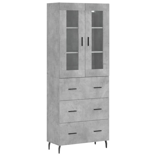vidaXL Ντουλάπι Γκρι Σκυροδέματος 69,5x34x180 εκ. Επεξεργασμένο Ξύλο