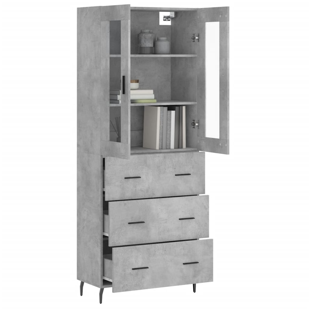 vidaXL Ντουλάπι Γκρι Σκυροδέματος 69,5x34x180 εκ. Επεξεργασμένο Ξύλο