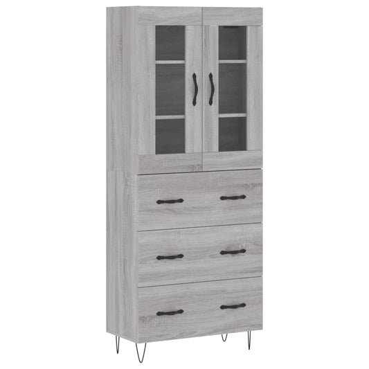 vidaXL Ντουλάπι Γκρι Sonoma 69,5 x 34 x 180 εκ. Επεξεργασμένο Ξύλο