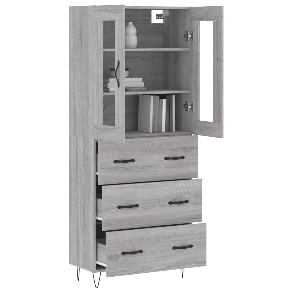 vidaXL Ντουλάπι Γκρι Sonoma 69,5 x 34 x 180 εκ. Επεξεργασμένο Ξύλο
