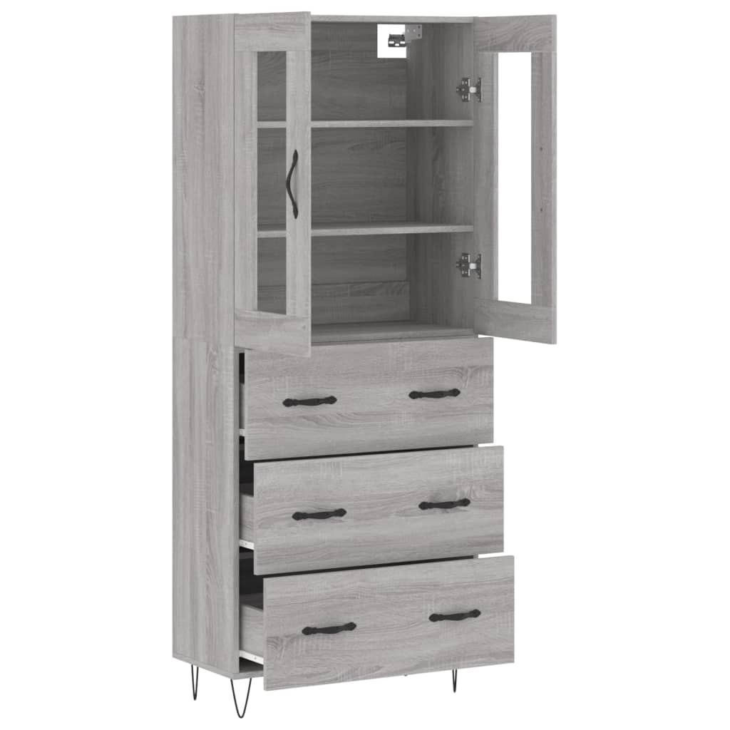 vidaXL Ντουλάπι Γκρι Sonoma 69,5 x 34 x 180 εκ. Επεξεργασμένο Ξύλο