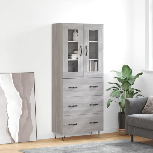 vidaXL Ντουλάπι Γκρι Sonoma 69,5 x 34 x 180 εκ. Επεξεργασμένο Ξύλο