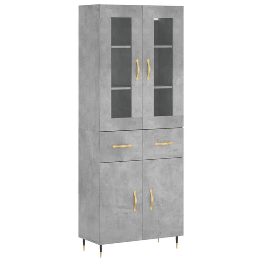vidaXL Ντουλάπι Γκρι Σκυροδέματος 69,5x34x180 εκ. Επεξεργασμένο Ξύλο