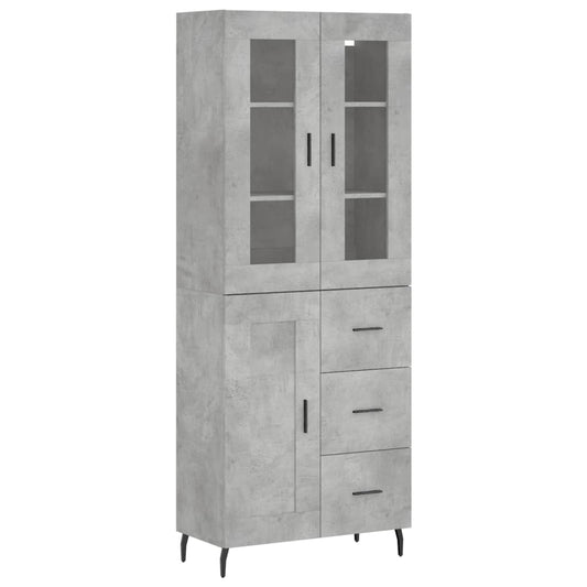 vidaXL Ντουλάπι Γκρι Σκυροδέματος 69,5x34x180 εκ. Επεξεργασμένο Ξύλο