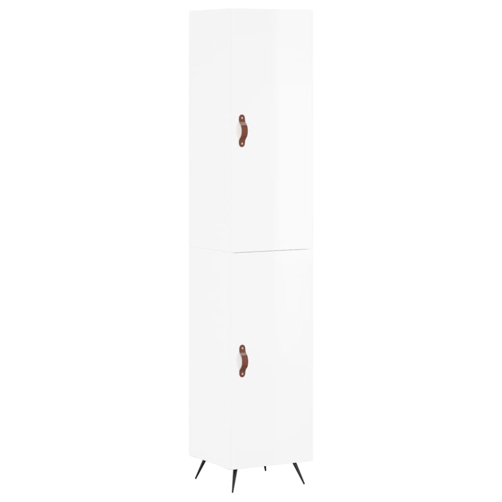 vidaXL Ντουλάπι Γυαλ. Λευκό 34,5 x 34 x 180 εκ. από Επεξεργασμένο Ξύλο