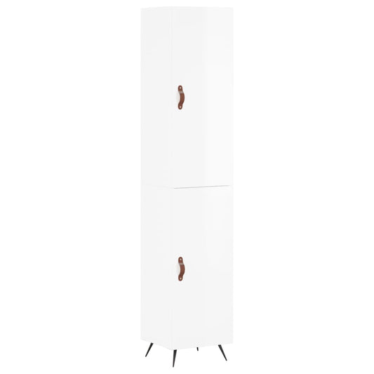 vidaXL Ντουλάπι Γυαλ. Λευκό 34,5 x 34 x 180 εκ. από Επεξεργασμένο Ξύλο