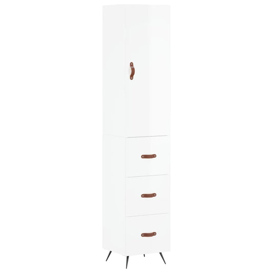 vidaXL Ντουλάπι Γυαλ. Λευκό 34,5 x 34 x 180 εκ. από Επεξεργασμένο Ξύλο