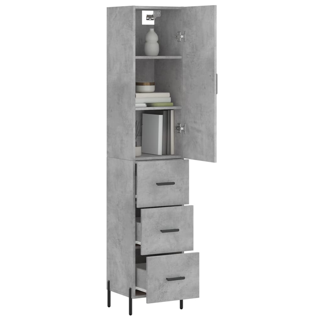 vidaXL Ντουλάπι Γκρι Σκυροδέματος 34,5x34x180 εκ. Επεξεργασμένο Ξύλο