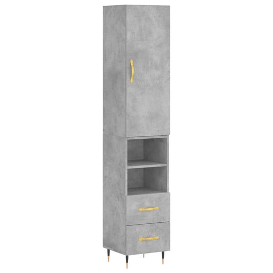 vidaXL Ντουλάπι Γκρι Σκυροδέματος 34,5x34x180 εκ. Επεξεργασμένο Ξύλο