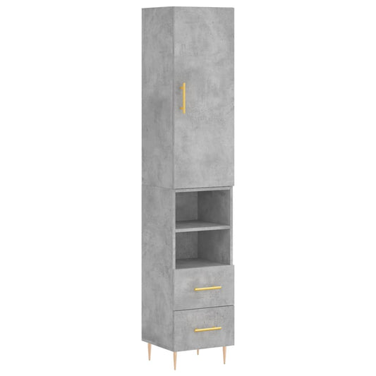 vidaXL Ντουλάπι Γκρι Σκυροδέματος 34,5x34x180 εκ. Επεξεργασμένο Ξύλο