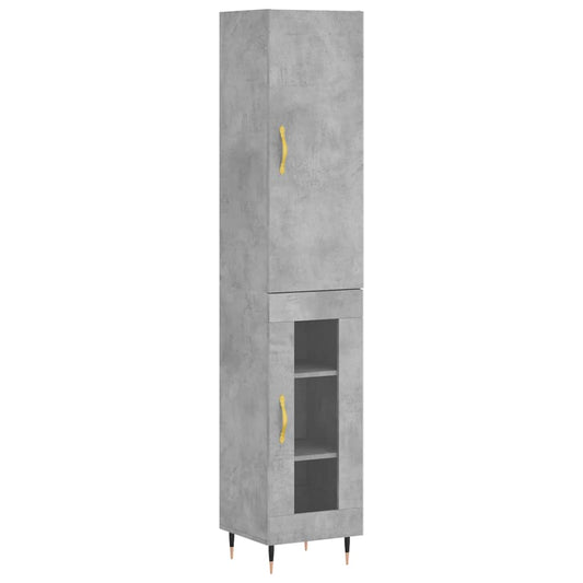 vidaXL Ντουλάπι Γκρι Σκυροδέματος 34,5x34x180 εκ. Επεξεργασμένο Ξύλο