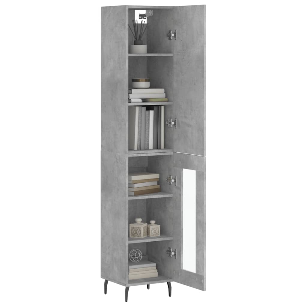 vidaXL Ντουλάπι Γκρι Σκυροδέματος 34,5x34x180 εκ. Επεξεργασμένο Ξύλο
