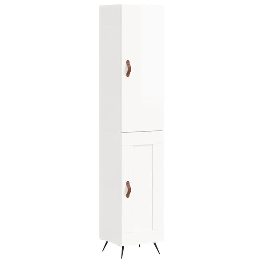 vidaXL Ντουλάπι Γυαλ. Λευκό 34,5 x 34 x 180 εκ. από Επεξεργασμένο Ξύλο