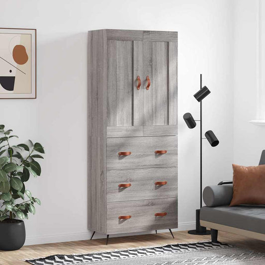 vidaXL Ντουλάπι Γκρι Sonoma 69,5 x 34 x 180 εκ. Επεξεργασμένο Ξύλο
