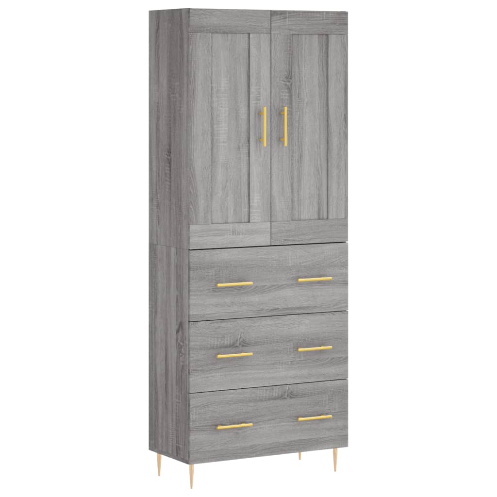 vidaXL Ντουλάπι Γκρι Sonoma 69,5 x 34 x 180 εκ. Επεξεργασμένο Ξύλο