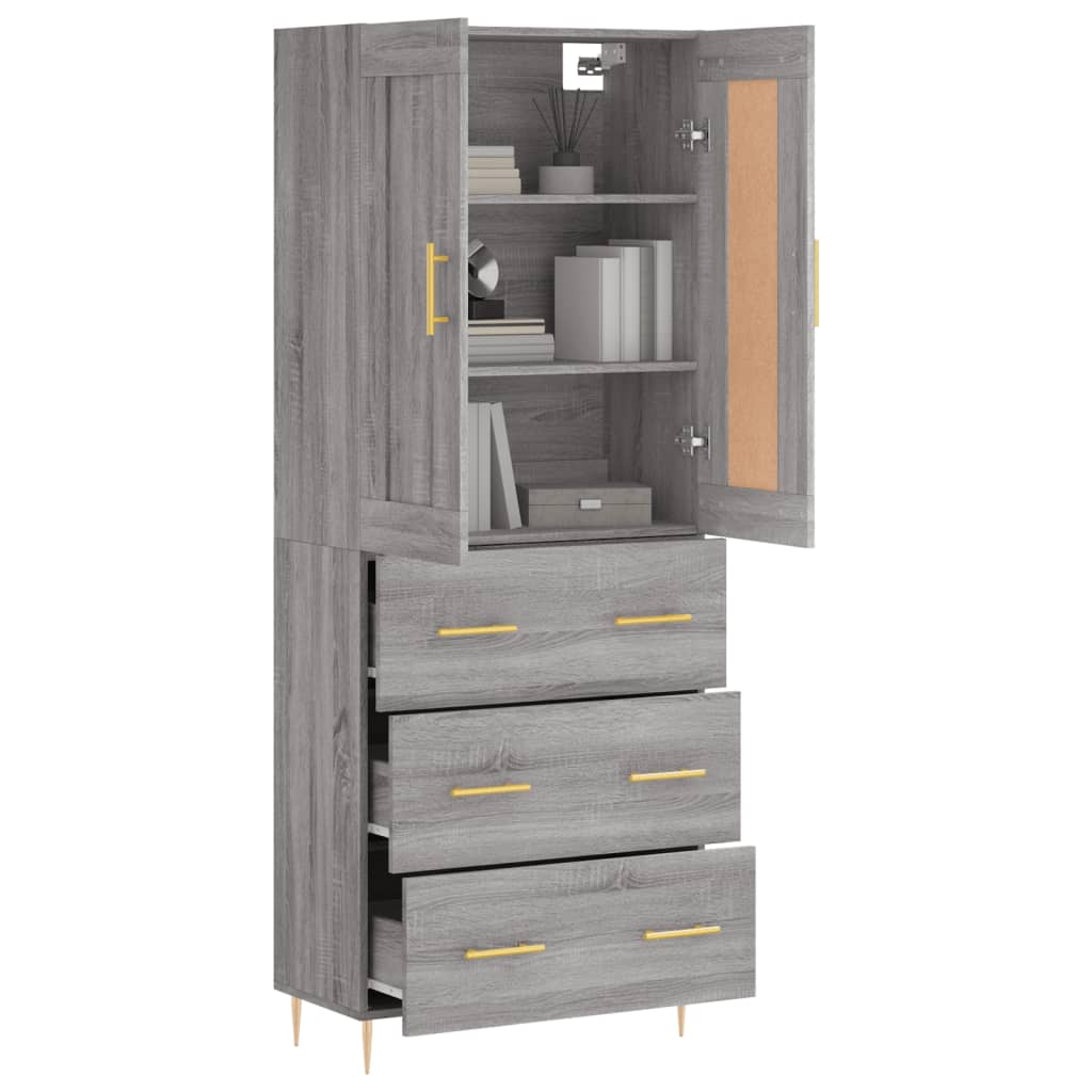 vidaXL Ντουλάπι Γκρι Sonoma 69,5 x 34 x 180 εκ. Επεξεργασμένο Ξύλο