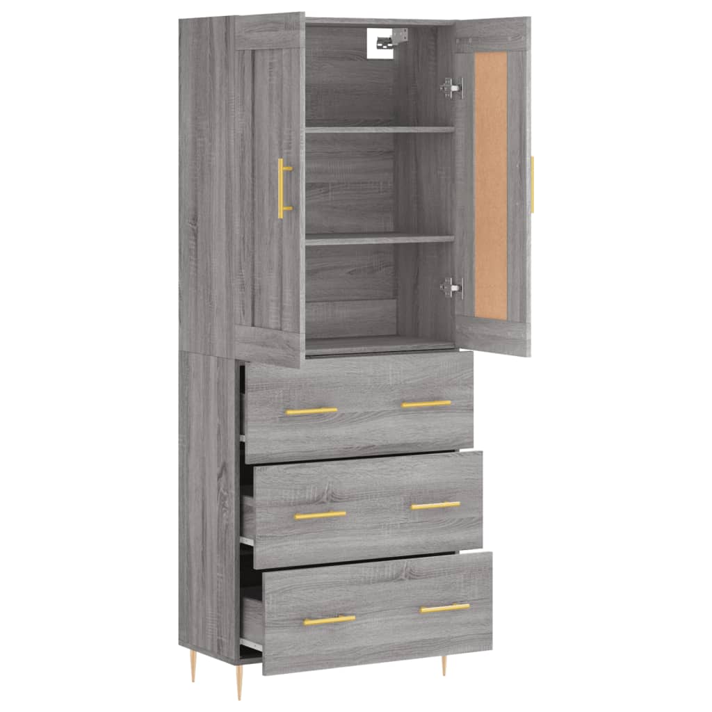 vidaXL Ντουλάπι Γκρι Sonoma 69,5 x 34 x 180 εκ. Επεξεργασμένο Ξύλο