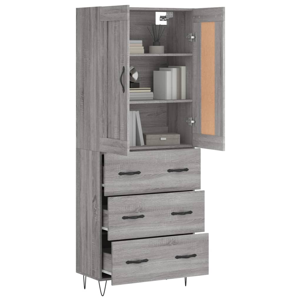 vidaXL Ντουλάπι Γκρι Sonoma 69,5 x 34 x 180 εκ. Επεξεργασμένο Ξύλο