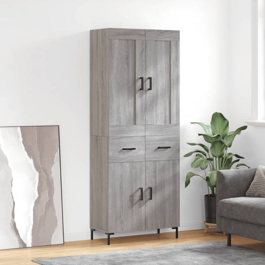 vidaXL Ντουλάπι Γκρι Sonoma 69,5 x 34 x 180 εκ. Επεξεργασμένο Ξύλο