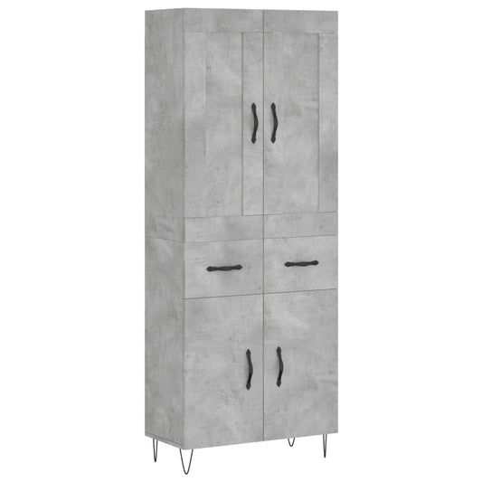 vidaXL Ντουλάπι Γκρι Σκυροδέματος 69,5x34x180 εκ. Επεξεργασμένο Ξύλο