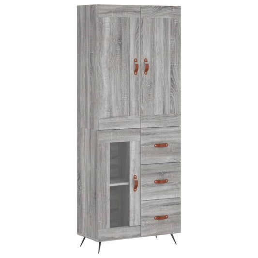 vidaXL Ντουλάπι Γκρι Sonoma 69,5 x 34 x 180 εκ. Επεξεργασμένο Ξύλο