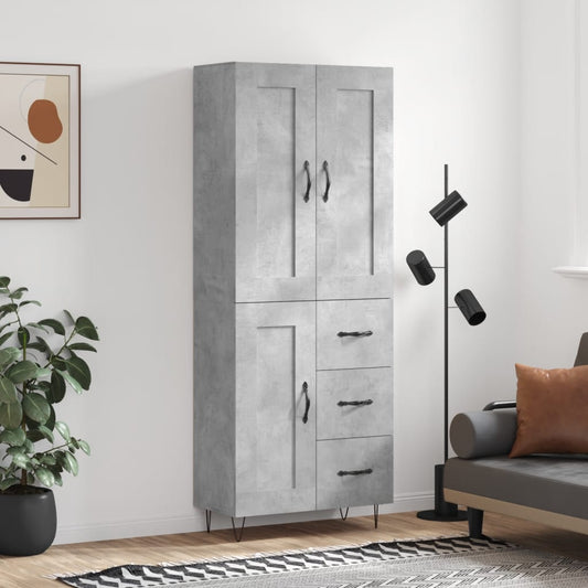 vidaXL Ντουλάπι Γκρι Σκυροδέματος 69,5x34x180 εκ. Επεξεργασμένο Ξύλο