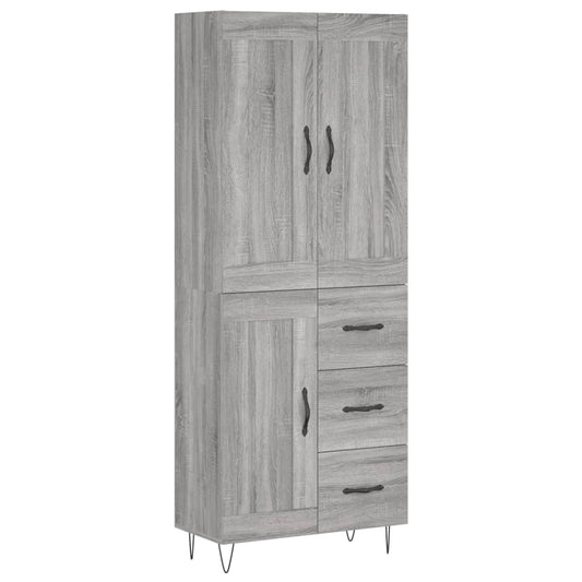 vidaXL Ντουλάπι Γκρι Sonoma 69,5 x 34 x 180 εκ. Επεξεργασμένο Ξύλο