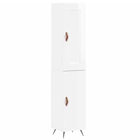 vidaXL Ντουλάπι Γυαλ. Λευκό 34,5 x 34 x 180 εκ. από Επεξεργασμένο Ξύλο