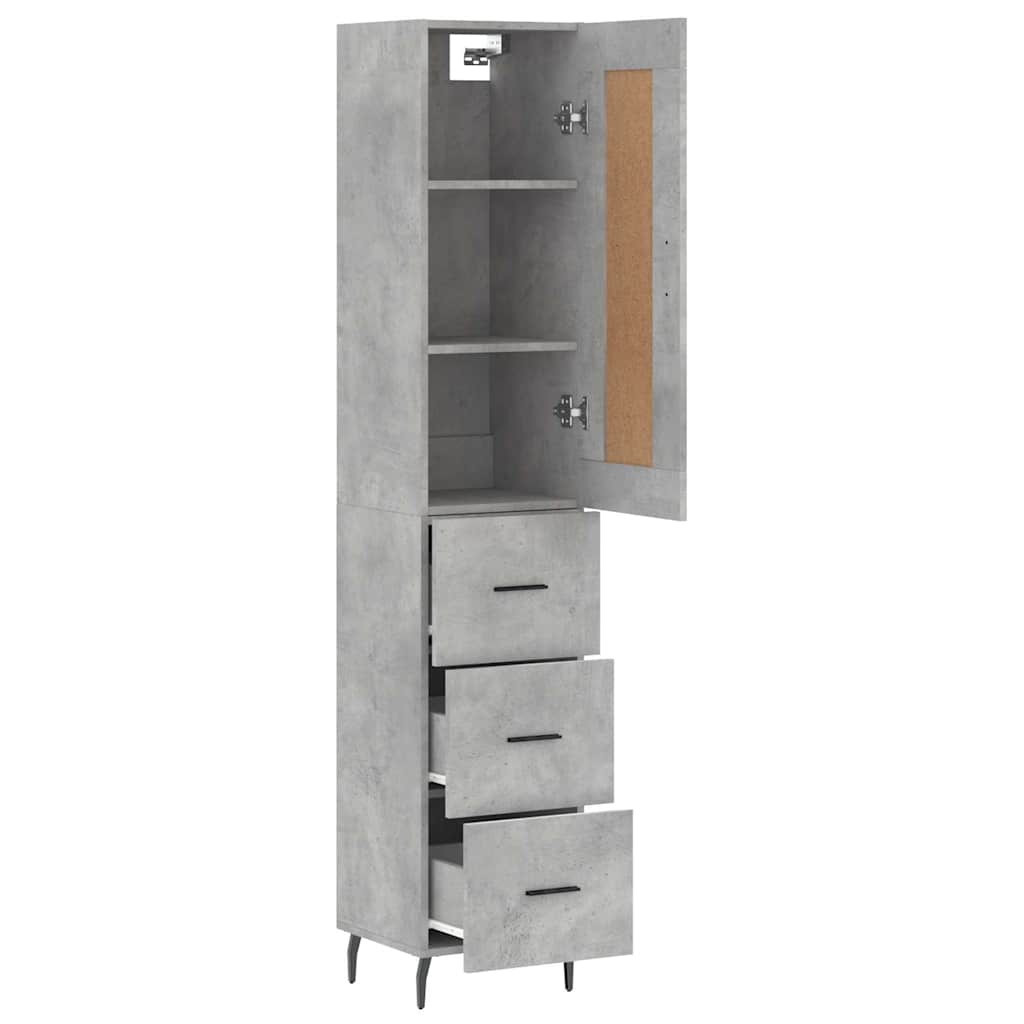 vidaXL Ντουλάπι Γκρι Σκυροδέματος 34,5x34x180 εκ. Επεξεργασμένο Ξύλο